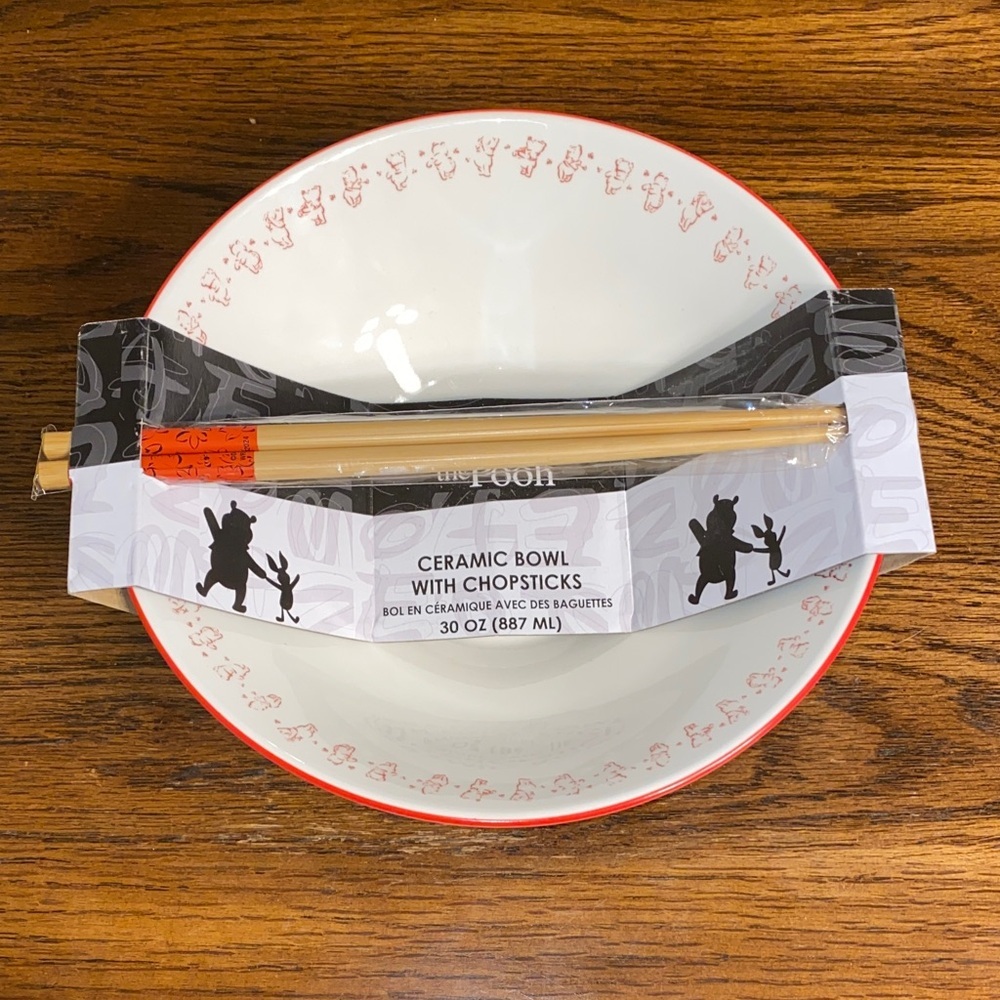 Disney Winnie the Pooh Serving Bowl with Chopsticks